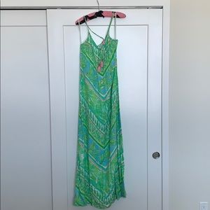Lilly Pulitzer Green and Pink Maxi Dress, S